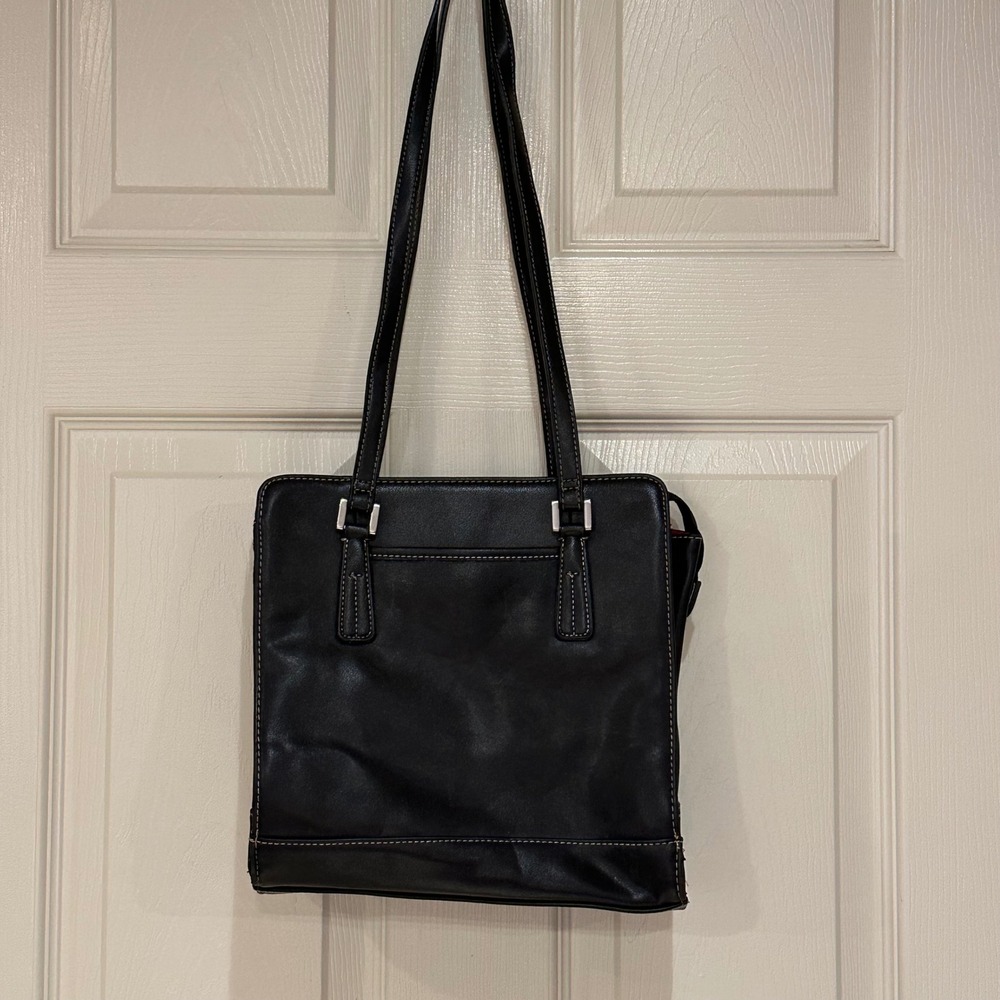 Vintage Liz Claiborne Black Leather Square Shoulder Bag